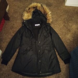 Madden Girl Dark Jacket with Faux Fur Trim